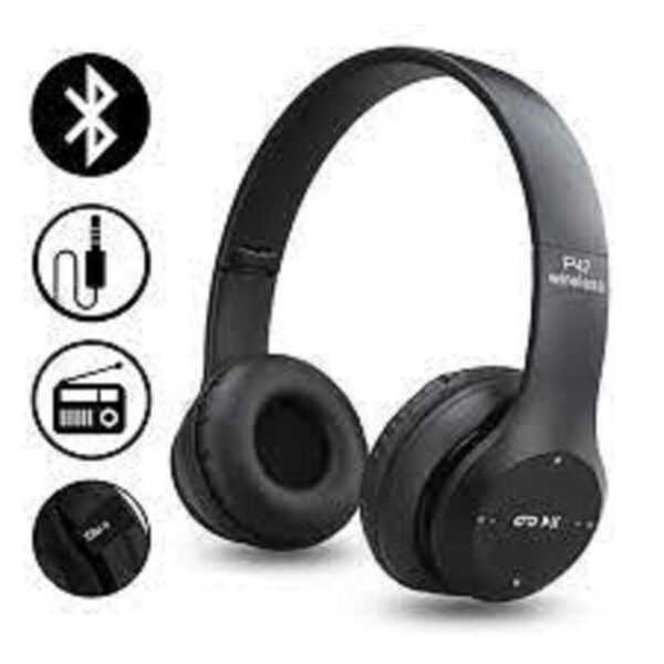 P47 Wireless Headphones | Bluetooth Foldable Headset | Stereo Sound | FM Radio & TF Card Support | Built-in Microphone