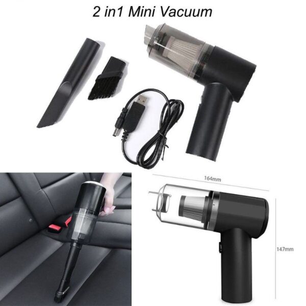 2-in-1 Wireless Portable Car Vacuum Cleaner | Cordless Handheld Mini Wet & Dry Cleaner