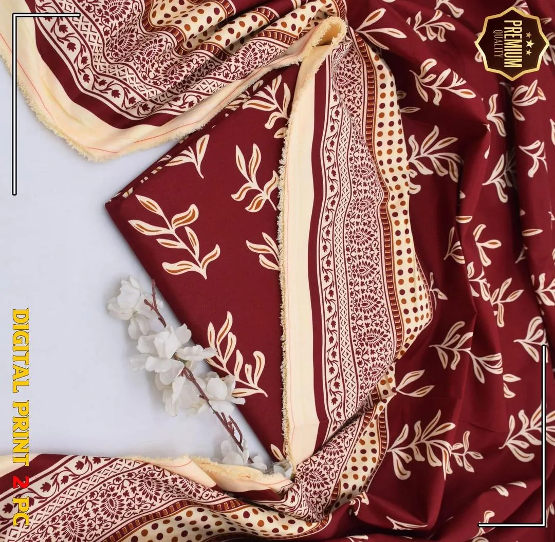 2 Pcs Women's Unstitched Printed Suit