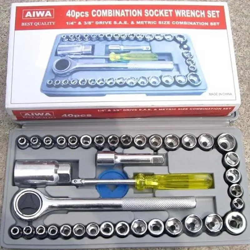 40pcs Aiwa Socket Wrench Tool Kit | Durable Stainless Steel Multi-Purpose Repair Set - Image 7