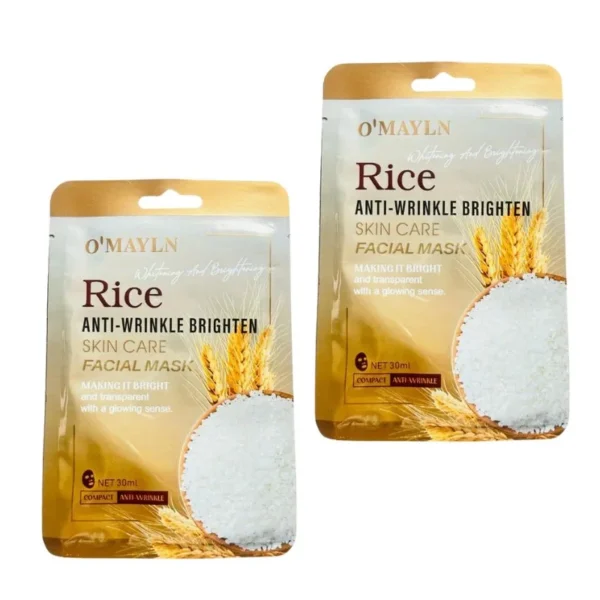 Pack of 2 | O’Mayln Rice Facial Mask | Anti-Wrinkle, Brightening & Hydrating Sheet Mask