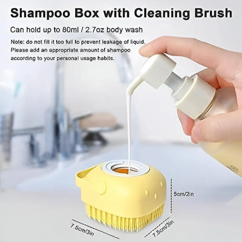 Soft Silicone Bath Brush with Hooks | Baby & Adult Body Scrubber | Random Color | With Box - Image 3