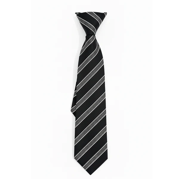 Black Label Diagonal Tie & Pocket Square Set | Premium Men’s Formal Black Tie | Classic Diagonal Stripe Design