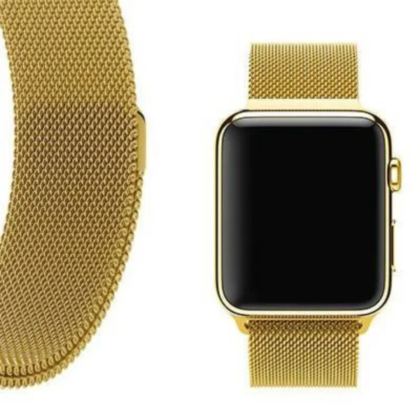 Gold | Apple Watch Milanese Magnetic Loop Strap | Stainless Steel Band  | 42mm / 44mm / 45mm