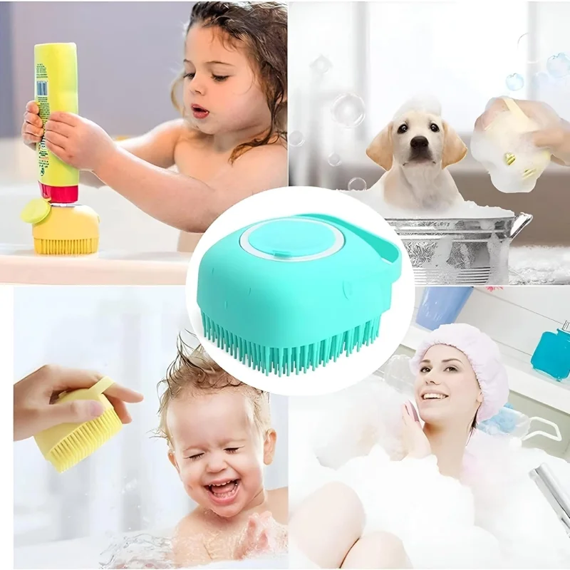 Soft Silicone Bath Brush with Hooks | Baby & Adult Body Scrubber | Random Color | With Box - Image 6