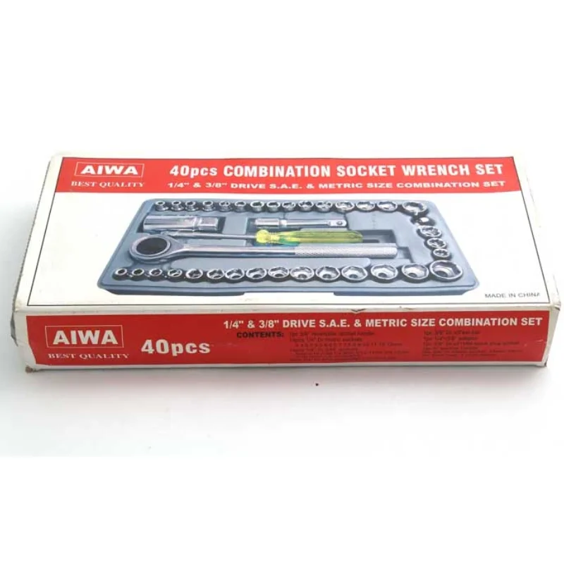 40pcs Aiwa Socket Wrench Tool Kit | Durable Stainless Steel Multi-Purpose Repair Set - Image 3