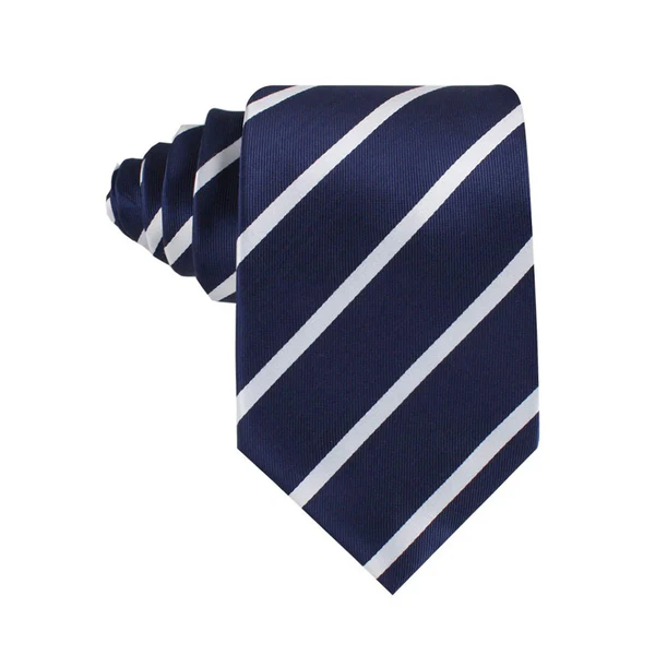Navy Blue Pencil Stripe Tie & Pocket Square Set | Premium Men’s Formal Navy Tie | Classic Pencil Stripe Design