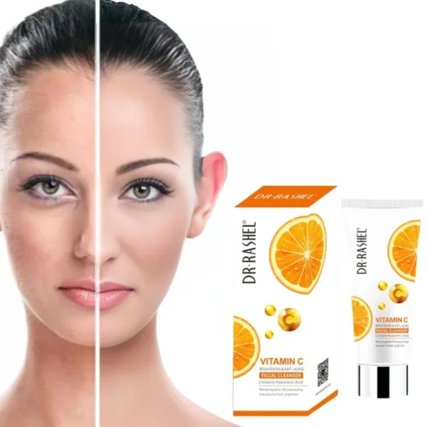 Dr. Rashel Vitamin C Brightening Facial Cleanser with Hyaluronic Acid | Deep Cleansing & Anti-Aging Formula | 80ml | Imported