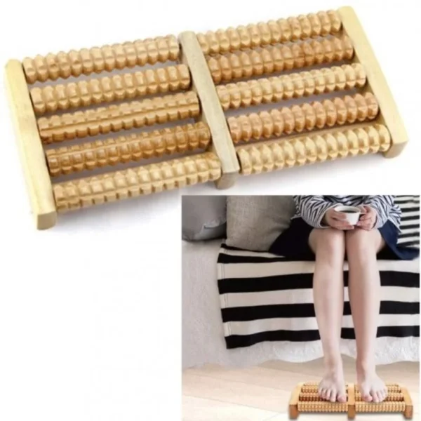 Wooden Foot Roller Massager | Manual Reflexology Therapy Tool for Pain Relief, Stress Relaxation & Foot Care
