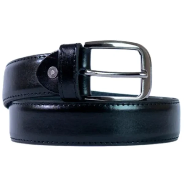 Black Pure Leather Belt | Premium Formal Wear Belt with Rugged Leather Interior & Elegant Metal Buckle