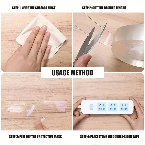 Nano Gel Grip Tape – 5M Double-Sided Transparent Nano Tape | Washable, Reusable & Traceless