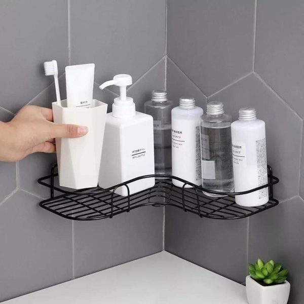 Wall Corner Rack | Without Adhesive Screws | Stainless Steel Multipurpose Bathroom & Kitchen Shelf